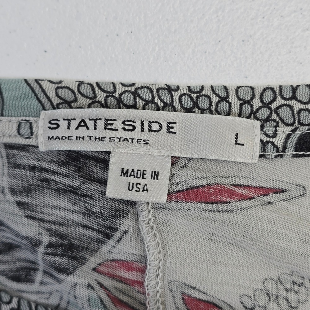 Stateside Floral Print Long Sleeve Top Women's L Made in USA - Picture 5 of 7